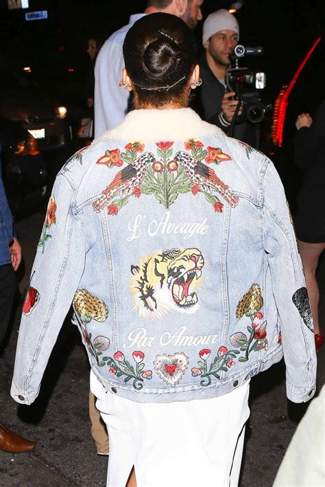 rihanna gucci denim jacket|net a porter Gucci jacket.